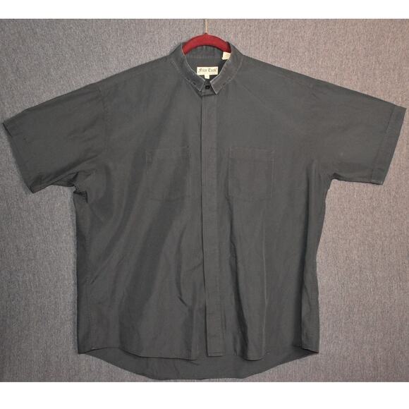 Friar Tuck Men's 18 Button Up Collared Clergy Black Shirt Short Sleeve Augsburg - Picture 1 of 10